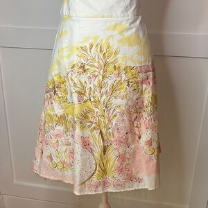 Floral A-Line Skirt in Yellow and Pink size Large new with tags